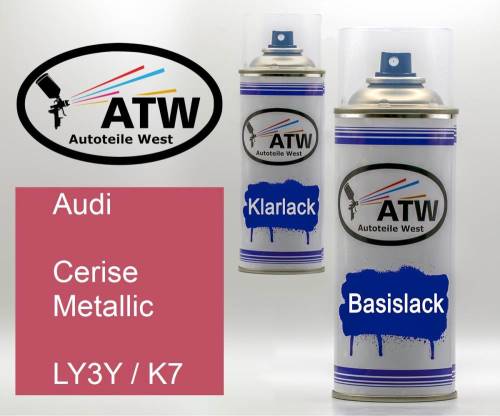 Audi, Cerise Metallic, LY3Y / K7: 400ml Sprühdose + 400ml Klarlack - Set, von ATW Autoteile West.